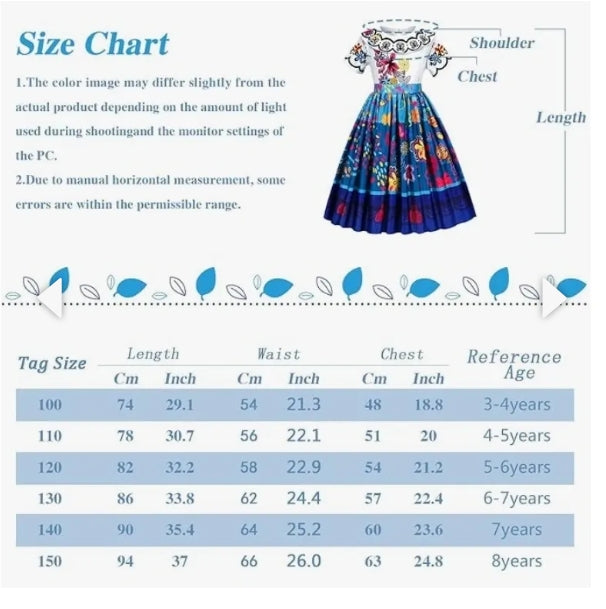 Kids, Encanto Colombian Movie, Dress Maribel, Costume for kids.