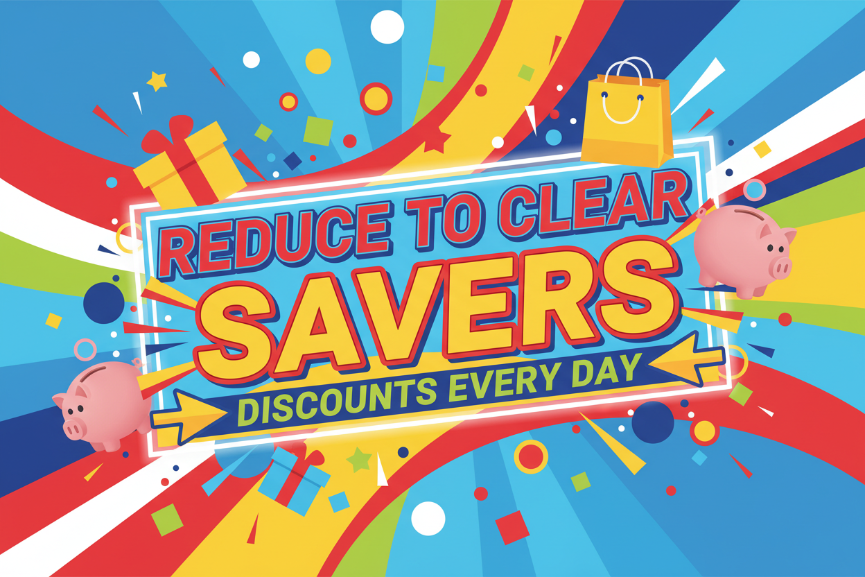 Reduce to clear, Discounts, Savers. 😉
