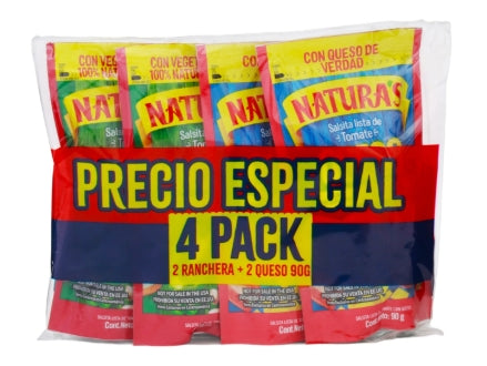 Salsas | Salsas de tomate Naturas con queso + 1 Ranchera | Paquete de 4 | 339 g