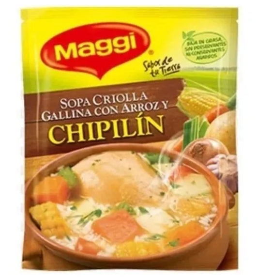Seasoning soup, chicken flavour rice and chipilin