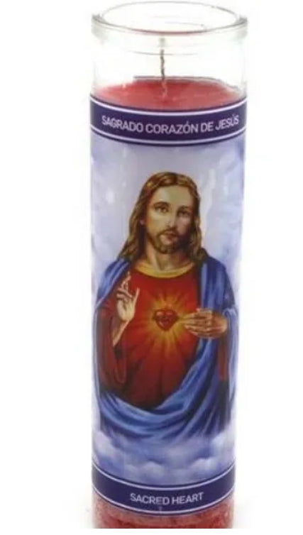 Religious Candle Sacred Heart of Jesus, Sagrado corazón de Jesus.