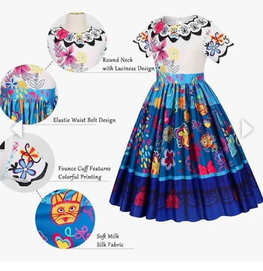 Kids, Encanto Colombian Movie, Dress Maribel, Costume for kids.