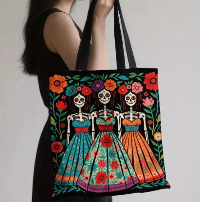 Home | Day of the Dead bag | Floral Design | Polyester