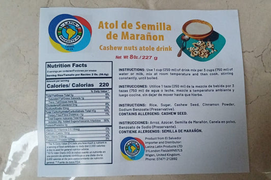 Drink powdered | Atole cashew | Atol de semilla de maranon | 225gr