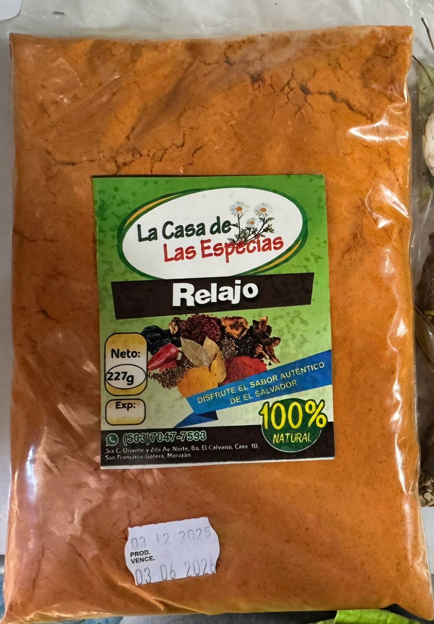 Condimento | Mezcla de especias molidas | Relajante molido | 227g
