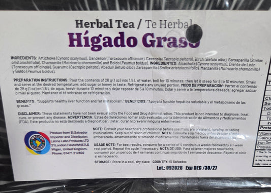 Herbal tea | Fatty liver | Higado graso | 30gr